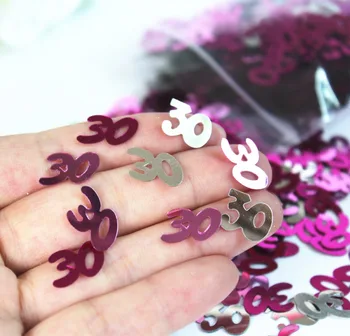 

Female hot pink silver Age 30th happy birthday party decoration kits fuchsia 30 CONFETTI PARTY DECORATIONS