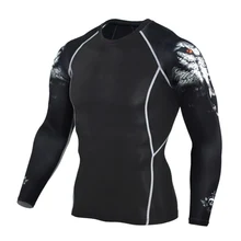 Мужская Спортивная футболка для бега, фитнеса, тренировочный костюм, Мужская быстросохнущая компрессионная рубашка с длинным рукавом, футболка для бега