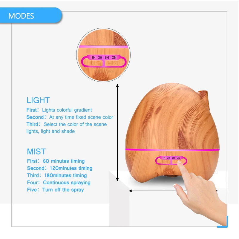 air humidifier ultrasonic aroma essential oil diffuser 7 discoloration LED lamp whole room humidifier 300ml