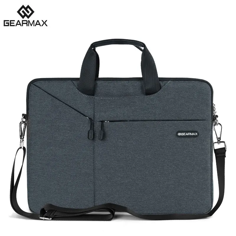 Gearmax сумка-мессенджер для ноутбука 11 12 13 14 15 мужская сумка для MacBook Air Pro 13 нейлоновая водонепроницаемая сумка для ноутбука Xiaomi Pro 15,6 - Цвет: Черный