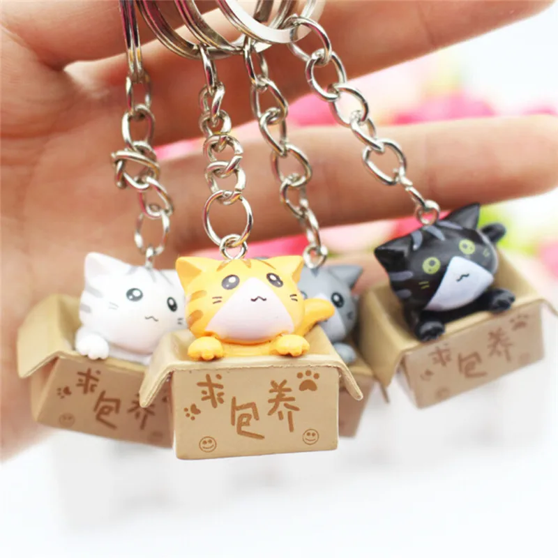 Фото 4pcs/lots Random Mixed Style Lovely Cartoon Cat Key Rings Chains Pendant Ornament For Bag Car Keychain | Украшения и аксессуары