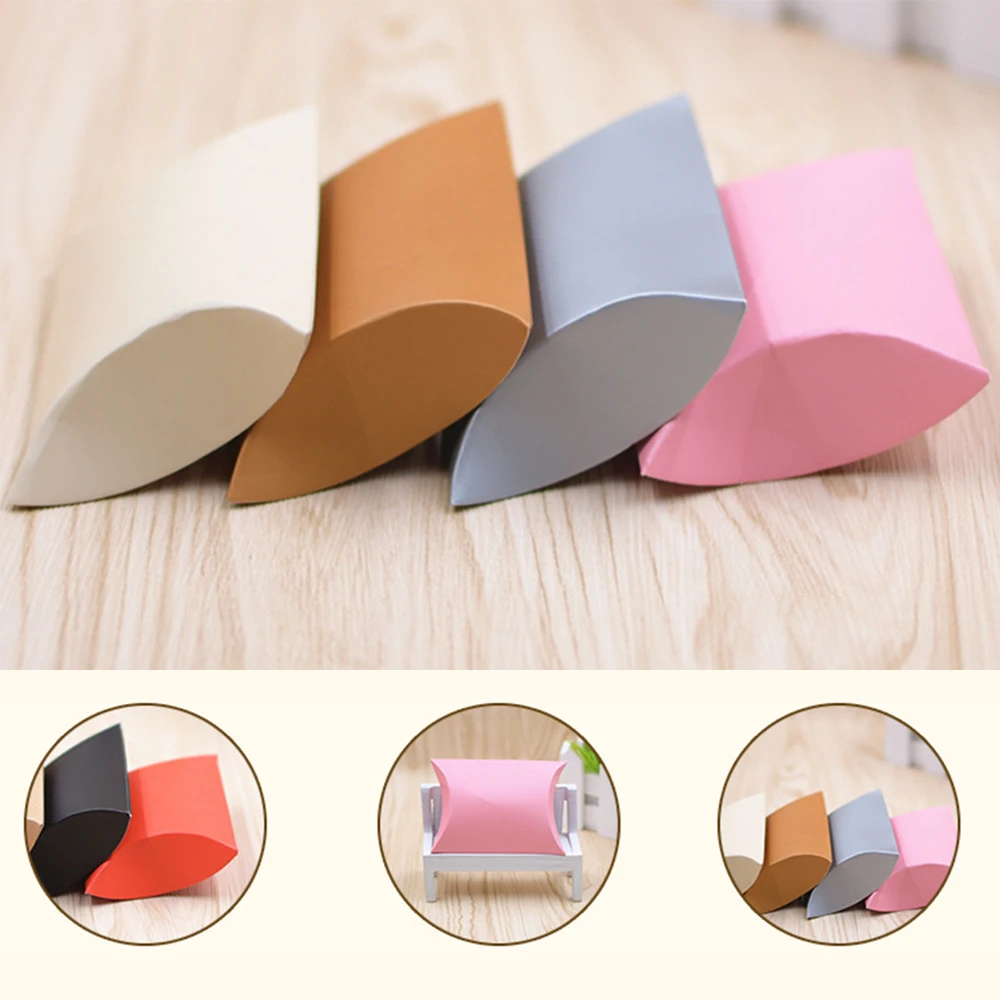 100pcs Favor Candy Box Gift Bag Craft Paper Pillow Shape Wedding Favor Gift Boxes Party Box Bags Eco-friendly kraft promotion