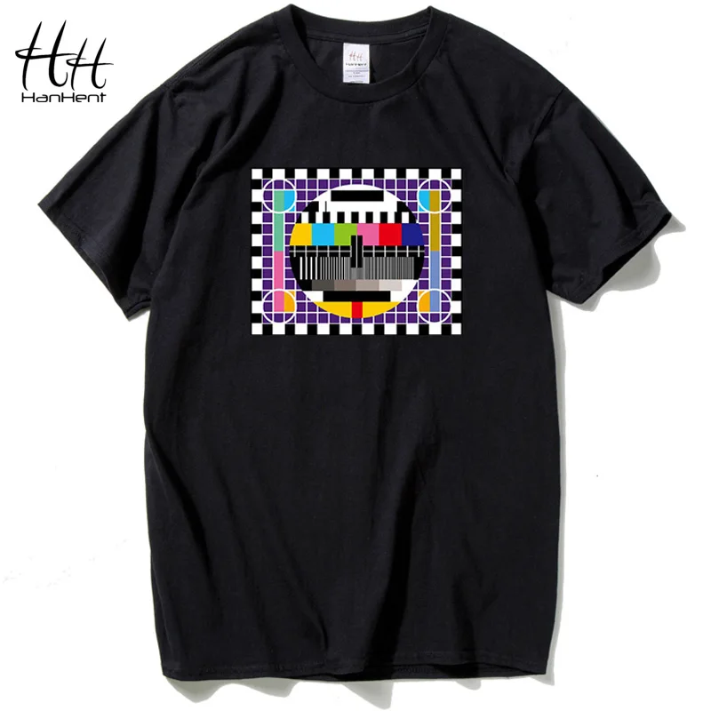 

HanHent TV Test card Fashion T-shirt Men The Big Bang Theory Short Sleeve Cotton Tshirts Summer Style Skate Male T shirts TA0259