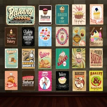 Флэш хлебобулочные металлические знаки Сладкая еда сэндвич бар оловянный плакат винтажный домашний кухня кафе магазин украшение стены Искусство крафт подарок YD012