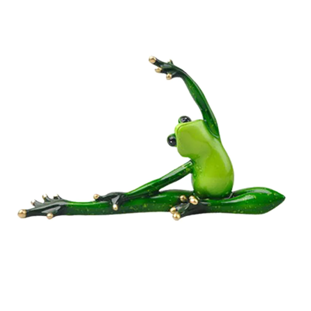 2pcs Resin 3D Yoga Frog Figurines Miniatures Ornament Statute Car Dashboard Decorations Figurines Miniature Handcraft