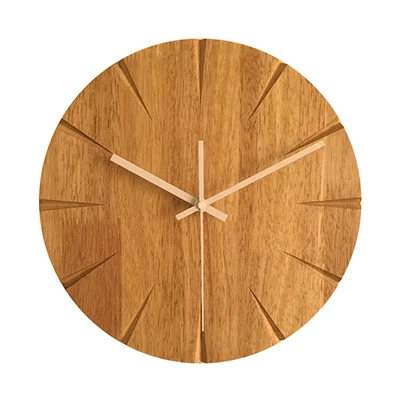 12 дюймов бесшумные деревянные настенные часы простой современный дизайн деревянные часы для спальни деревянные настенные часы домашний декор - Цвет: B