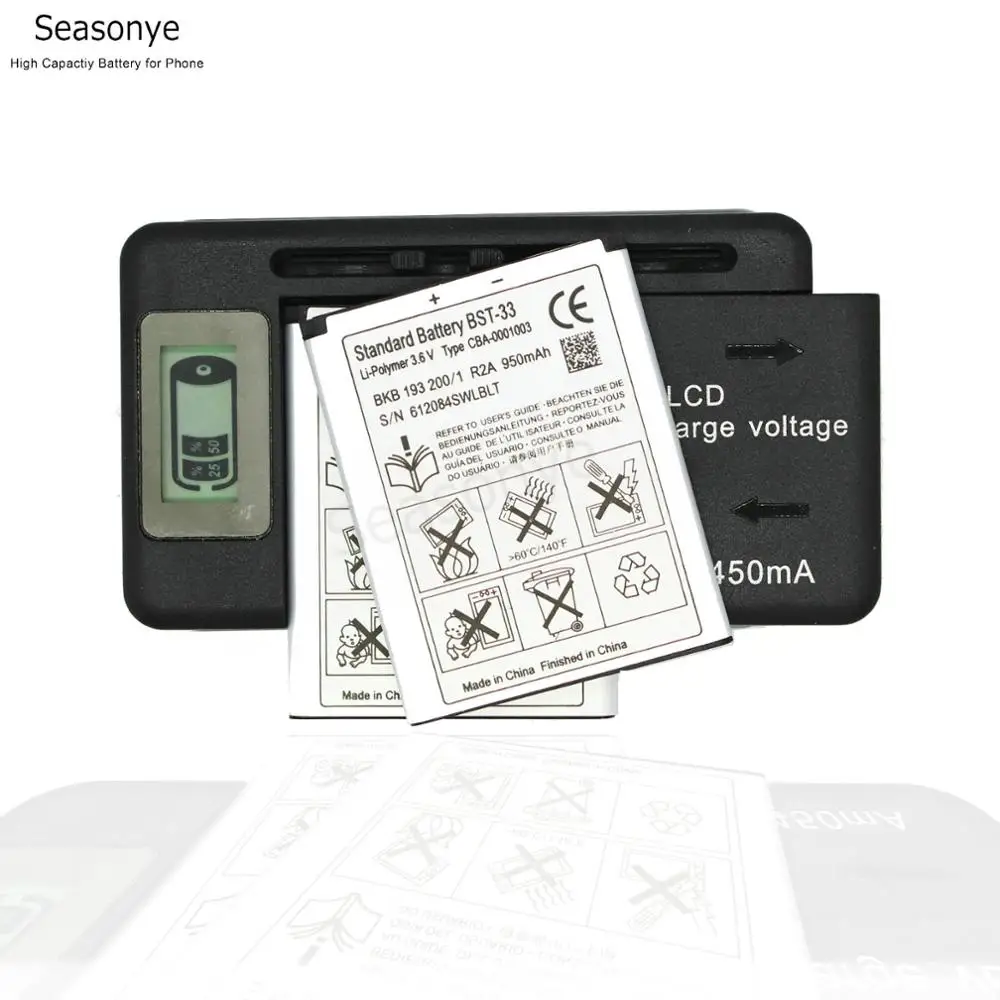 Seasonye 2x950mAh BST-33 / BST33 BST 33 сменный аккумулятор + ЖК-зарядное устройство для K530 K790 K790i