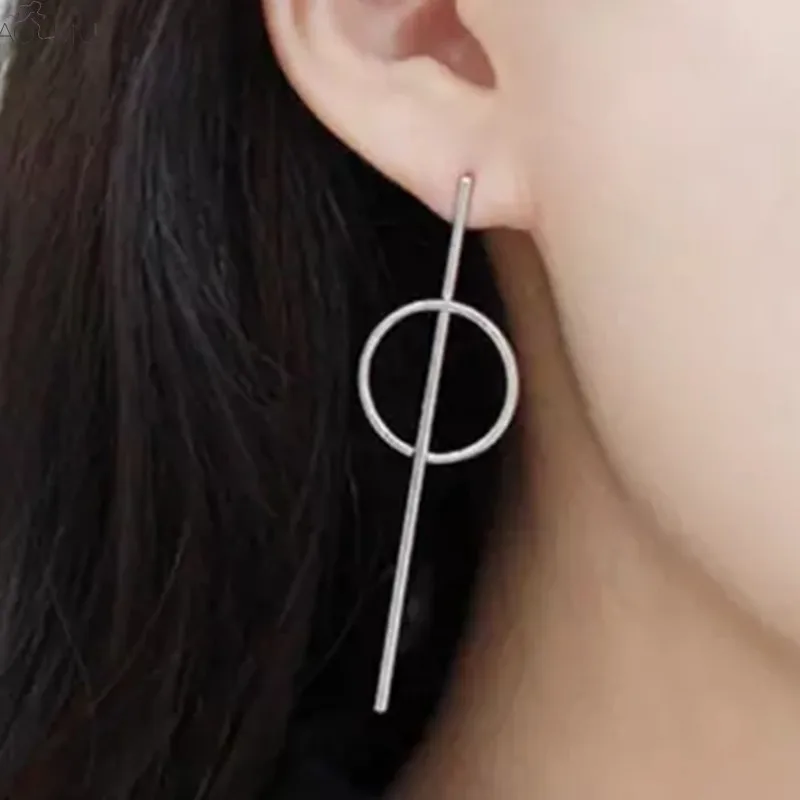 

AOMU 2018 New Simple Circle Dangle Earrings For Women Geometric Long Drop Brincos Bijoux boucle d'oreille Fashion Jewelry
