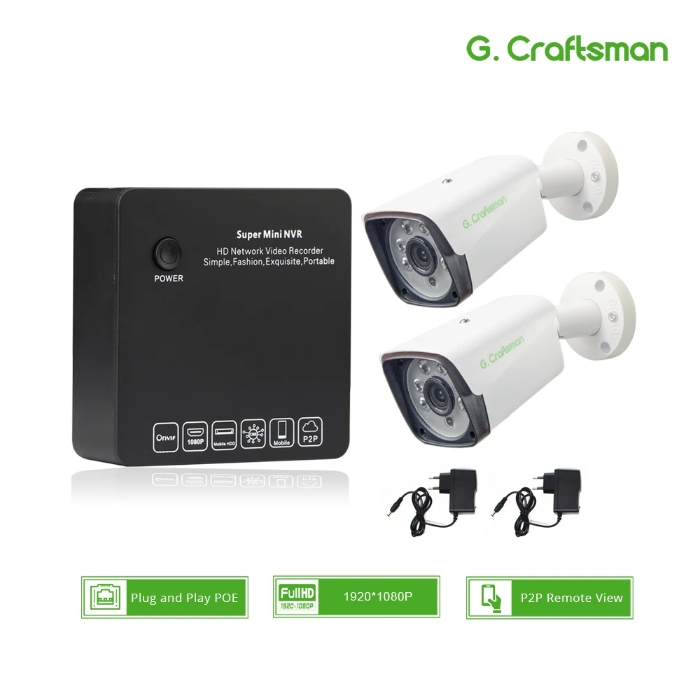 

2ch 1080P Super Mini Kit H.265 System CCTV Security 9ch NVR 2.0MP IP Camera Surveillance Alarm Video P2P G.Craftsman