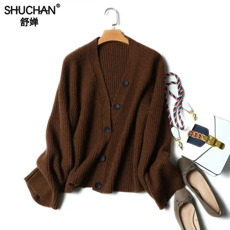 Кардиган SHUCHAN женские свитера зимние кардиганы с длинным рукавом Женский плотный