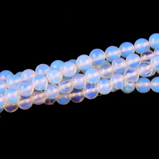 

Free Shipping New without tags Fashion Jewelry Round 4MM White with Blue Opal Loose Beads Strand 14.5" RA388