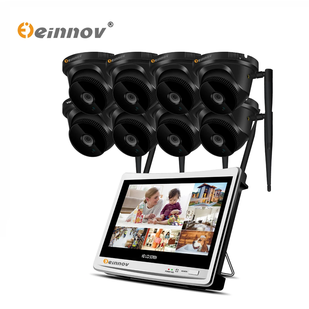 

Einnov 8CH 2MP 12Inch LCD Wifi NVR Kit Outdoor Video Surveillance Home Wireless Security Camera System CCTV Set Wi-Fi 1080P HD
