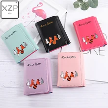 XZP Women Korean Cute Fox Wallet Small Zipper Girl Wallet Brand PU Leather Women Coin Purse Female Card Holder Wallet Billetera korean cute cat wallets women small zipper girl wallet brand designer pu leather women coin purse female card holder clutch bag