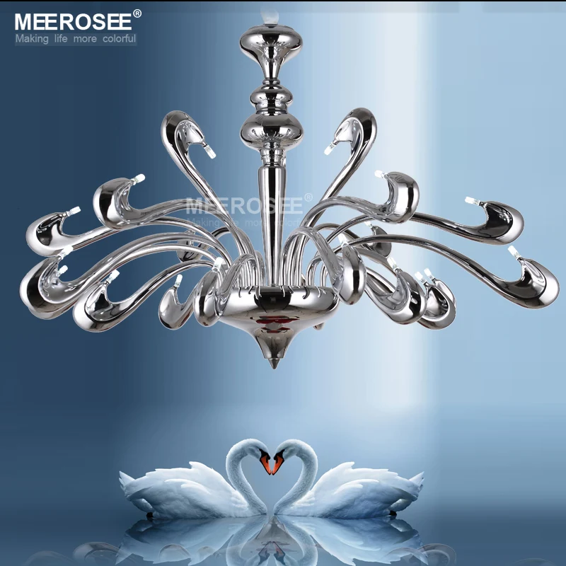 

Modern Beautiful Swam Chandelier G4 Lampholder Hanging Light Fixture Lamp Light Chrome Color Drop Lustre for Living room Hotel