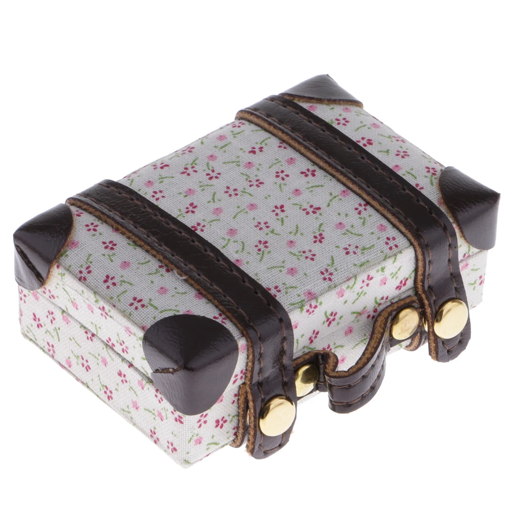 1/6 Scale Dolls House Vintage Suitcase Luggage Cases Wooden Miniature Dollhouse Decoration