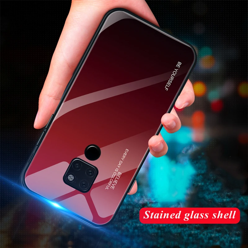 

Glass Case For Huawei P20 Lite Cases Luxury Aurora Gradient Color Cover For huawei Mate 20 10 Pro P Smart Plus Case