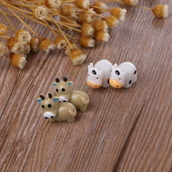 

Fairy Garden Miniature Cow Animal Figurine Craft Micro Landscape Ornament Decor