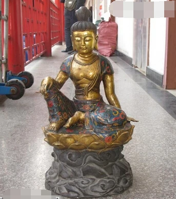 

009058 Tibetan Fane Copper Bronze gild Cloisonne Guan yin Bodhisattva Buddha statue