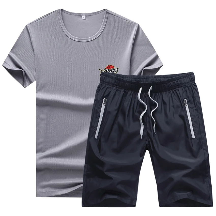Для мужчин s летний спортивный костюм с короткими рукавами футболки+ Шорты для женщин брендовая одежда Для мужчин Одежда для бега Человек спортивный комплект 26wy