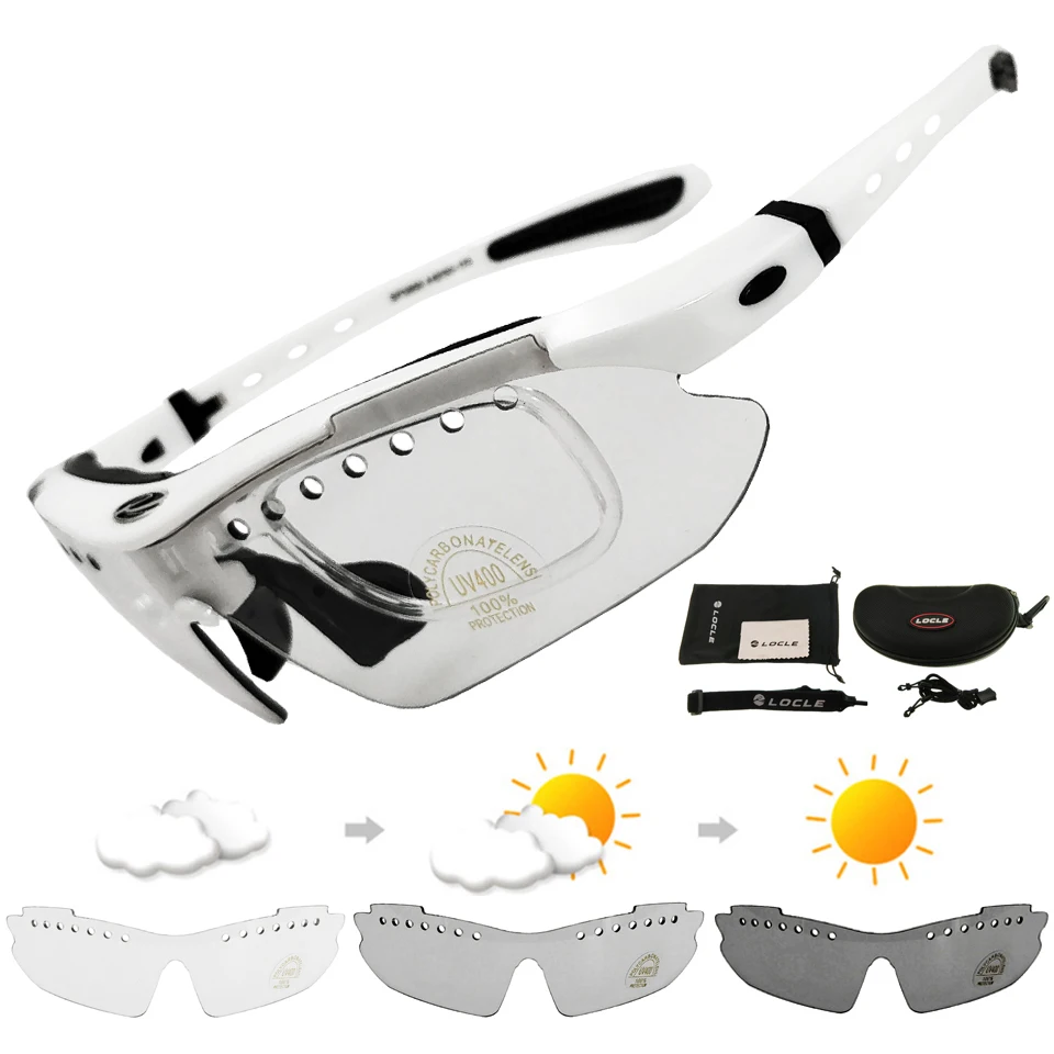 

LOCLE Photochromic Riding Glasses UV400 Hiking Sunglasses Running Tactical Sunglasses Cycling Hunting Camping Climbing Glasses