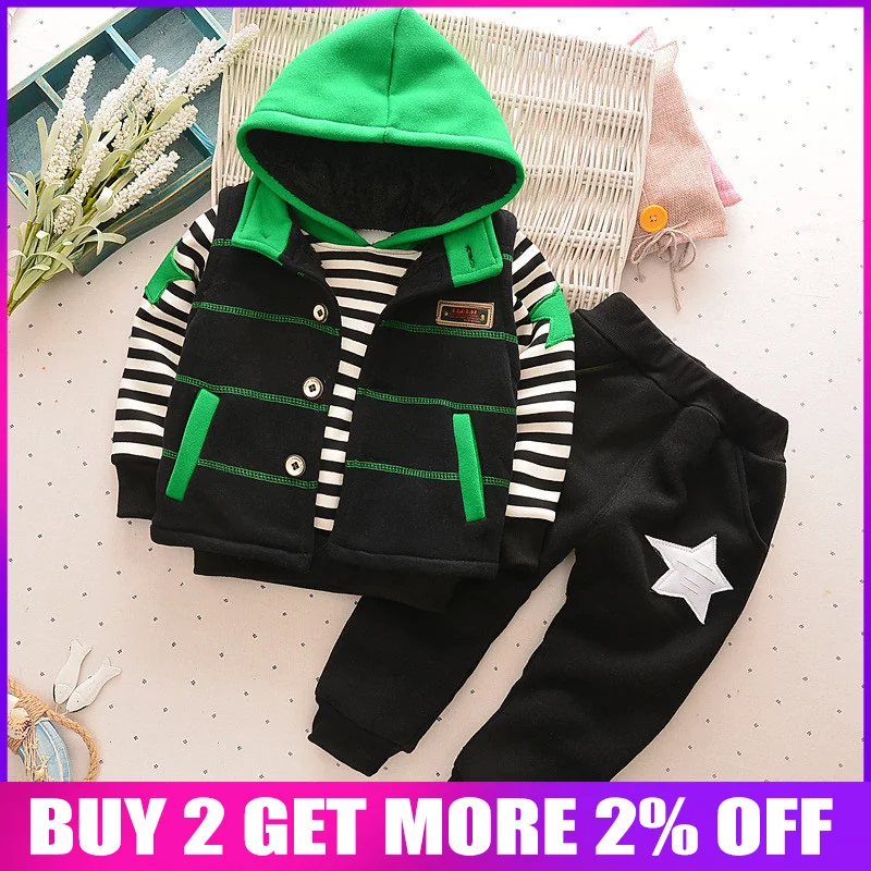 

BibiCola winter boys clothing sets 3pcs children boys casual thicken uniform kids fashion velvet sports suits warm outerwear
