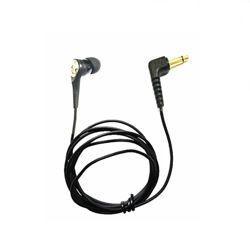 Linhuipad 1 Bud black earphone 3 5mm gold plug Single side MONO earbug 1 2M w Heavy Duty Cord for Smart phone school library