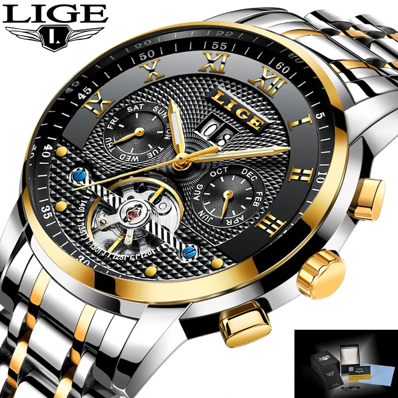 

New 2018 LIGE Brand Watch Men Top Luxury Automatic Mechanical Watch Men Stainless Steel Clock Business Watches Relogio Masculino