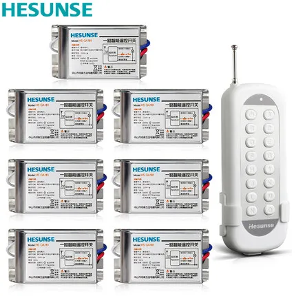 

HS-QA161 2216W 1N7 85V-265V 10A 433mhz 7 Channels Wireless RF Remote Control Switch Disconnect Switch Learning Code Switch