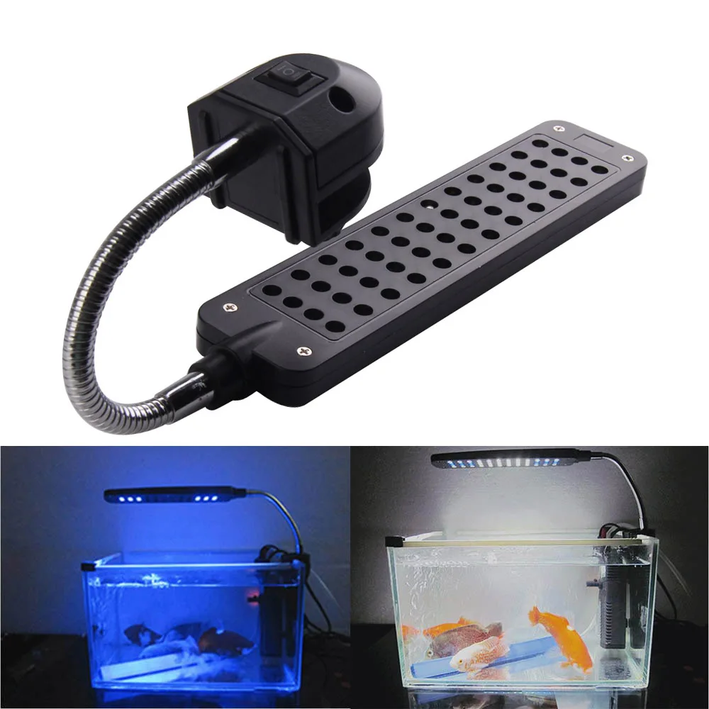 12 blue +36 white DC12V 3.5W 48LED Clip on LED Aquarium Light Lamp For