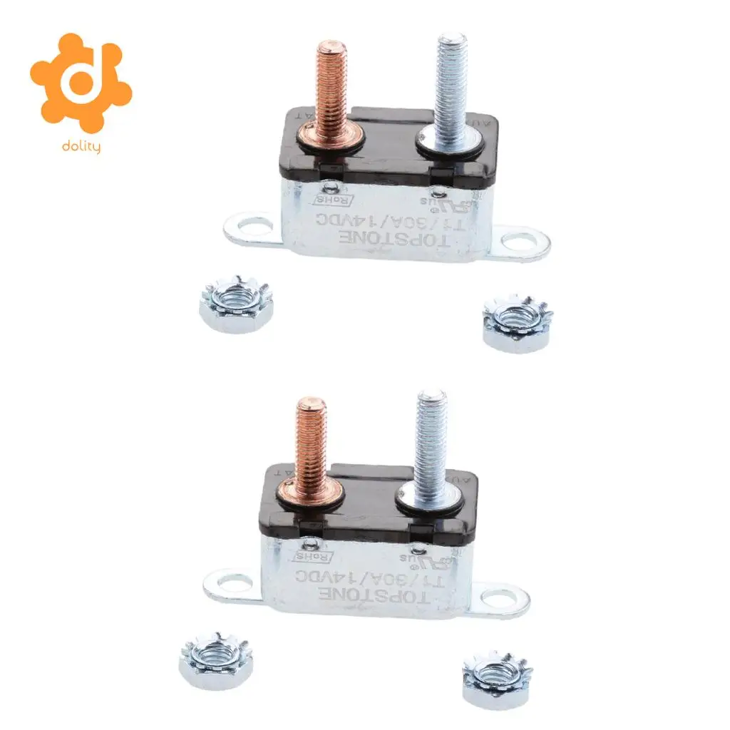 Dolity 2pcs 30A 12v Автоматический сброс выключателя предохранителя шпилька болт тип 1