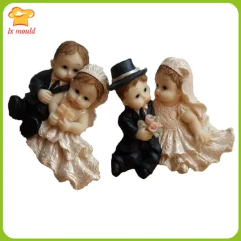 

The bride and groom combination double sugar silicone mold wedding cake decoration mold new doll mold