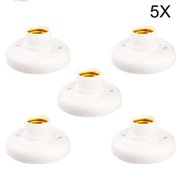 

5X E27 Screw Lamp Base Lampholder Light Bulb Socket Holder Plastic White Round Adapter