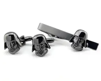 

Star Wars Darth Vader Enamel Shirt Cufflinks + Tie Clip Set Superhero Series Buttons Men's Jewelry Accessory Wholesale 10set/lot