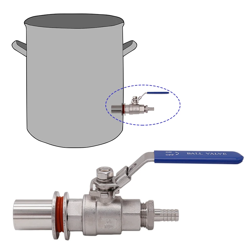 Домашний пивоваренный чайник Безшовный шаровой клапан комплект с 1/" 3/8" шланг Барб 304 нержавеющая сталь 1/" NPT полный порт пивоваренного оборудования