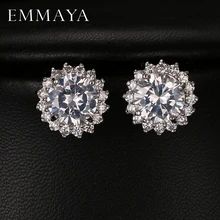 Emmaya Лидер продаж женские серьги-гвоздики AAA Фианит, циркон, кристалл украшение-гвоздик серьги с круглым прозрачным Цирконом