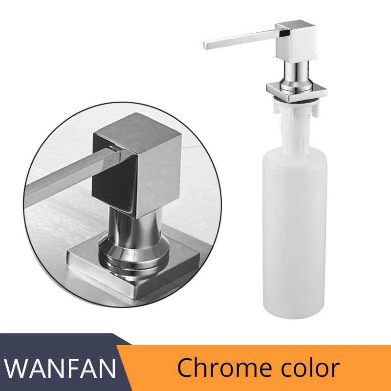Кухонные дозаторы для мыла на бортике, квадратный насос, хромированные дозаторы для мыла для кухни, встроенный прилавок, верхний дозатор 2306 - Цвет: Chrome Color