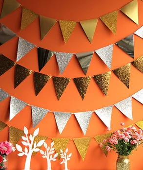 

3set/lot EVA Shiny Flag Length 1M Size 13*16cm Party Paper Garland Banner Decoration