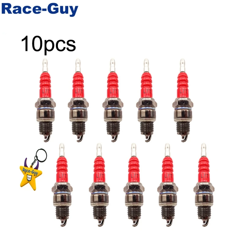 10pcs Red L7T Ignition Spark Plug For 2 Stroke 47cc 49cc Scooter Mini