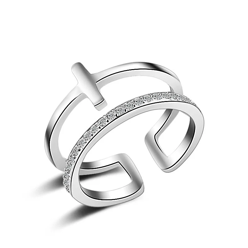 2 Lay Cross Open Ring Gothic Women Female Adjustable Finger for Girl Accessories Birthday Valentine's Day Gift | Украшения и