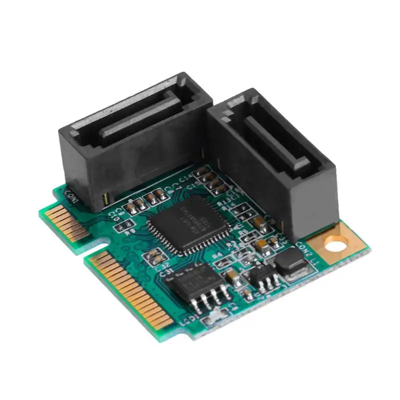 

ALLOYSEED Mini PCIe to 2 Ports SATA 3.0 III Host Controller Card 6Gb/s Single Expansion Chip Card For Computer PC