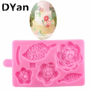 

Knitting Fondant Mold Flower Leaf Cake Decorating Tools Candy Chocolate Clay Molds Baby Birthday Cake Border Silicone MouldA1460
