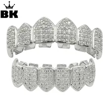 Хип-хоп Клык TeethGrillz набор золото цвет микро проложить кубический циркон верх и низ teethGRILLZ Рот зубы комплект решеток