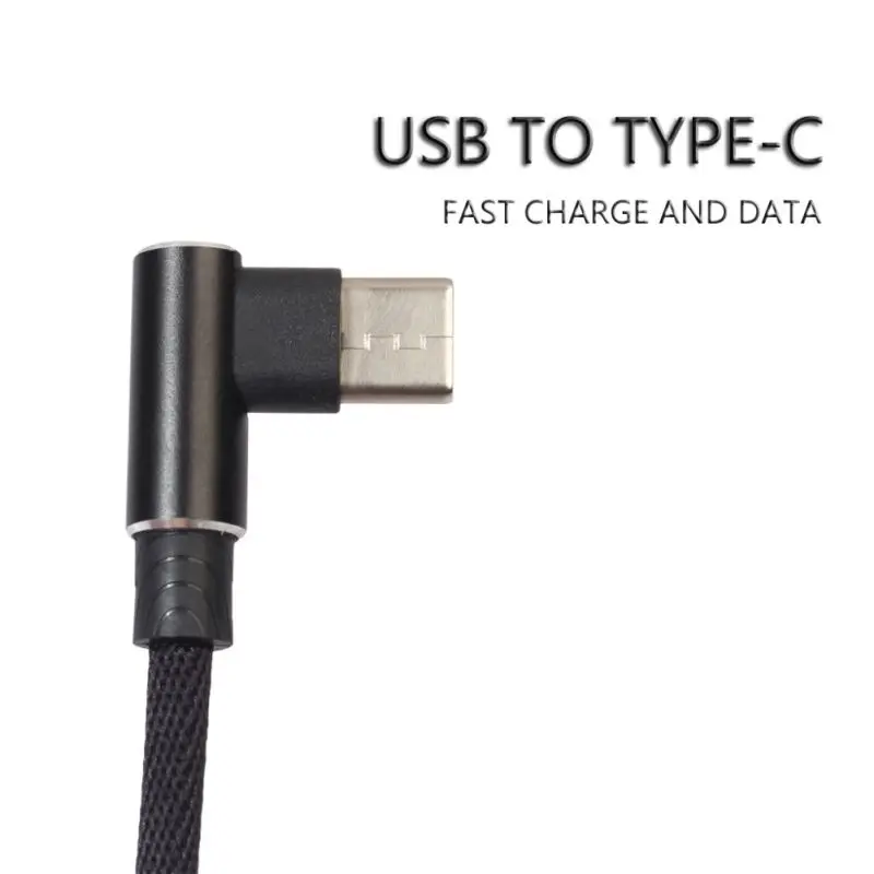 العالمي USB 2.0 إلى نوع-C كابل شاحن الهاتف ، زاوية الحق مضفر عالية الجودة سريع كابل شحن ل الهاتف المحمول/اللوحي