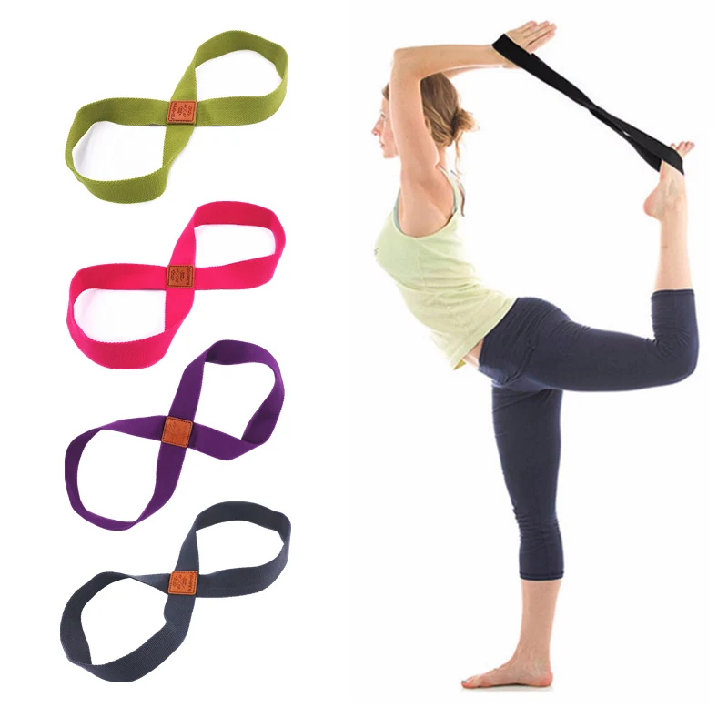 Women Yoga Stretch Strap Belt 8 shaped Yoga Pull Up Belt Rope for Wrist