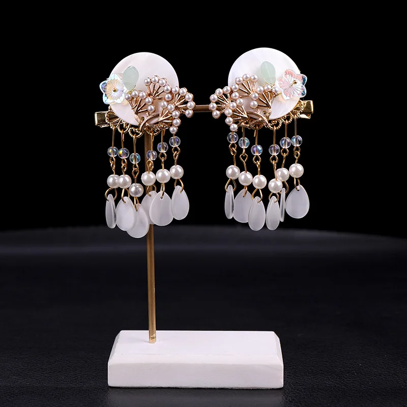 Китайская одежда ювелирные изделия Аксессуары для волос изысканный опал цветочный дизайн заколка для волос имитация жемчуга Ретро бусины кисточки шпильки для волос