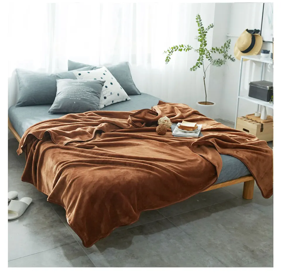 

Warm Brown Flannel Blanket Bed Mantas Soft Throw Fleece Winter Blanket For Children Adult Bedspread Sofa Bed Covers Quilts