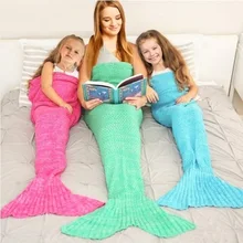 CAMMITEVER Mermaid Blanket Handmade Knitted Sleeping Wrap TV Sofa Mermaid Tail Blanket Kids Adult Baby Crocheted Bag Bedding knitted fishbone sofa wrap kids mermaid tail blanket
