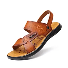 Новые модные летние пляжные дышащие мужские сандалии из натуральной кожи мужские повседневные туфли больших размеров DA0235