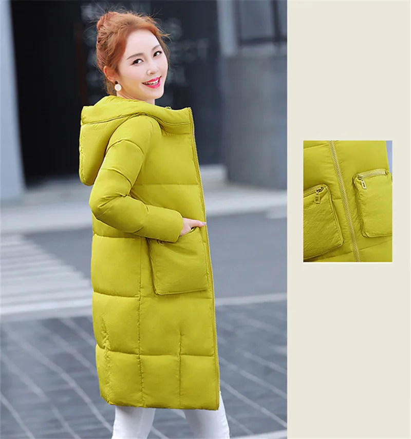 Teaegg Famale зимняя куртка women2017 casaco Inverno feminino теплые хлопковые розовые женские зимняя куртка S Пальто для будущих мам Chaquetas Mujer al310 - Цвет: yellow