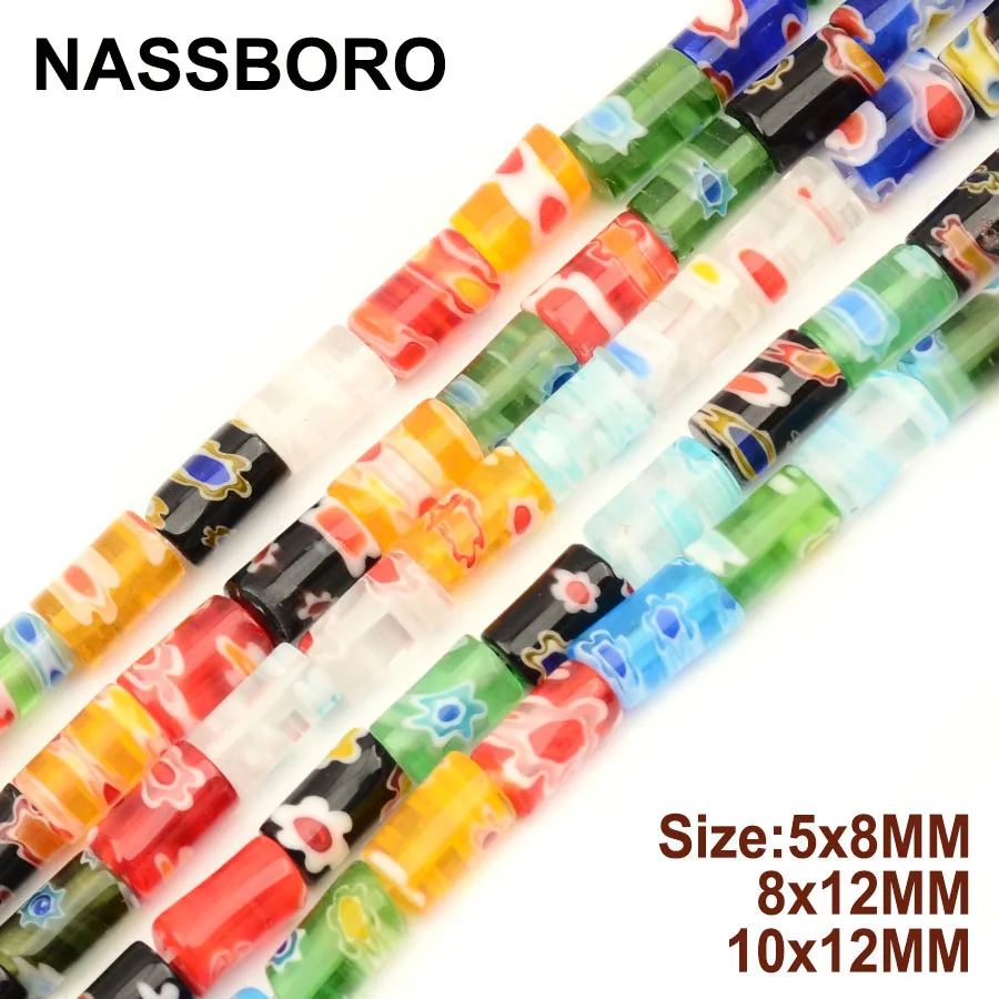 Flower Pattern Cylinder Glass Beads Lampwork Glazed Bead Loose Spacer DIY Bracelet Jewelry Making Needlework Craft | Украшения и